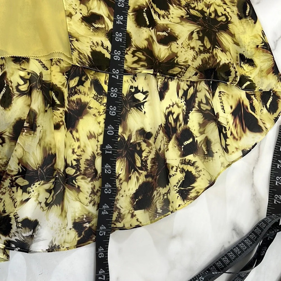Leifsdottir Anthropologie Dress Womens 6 Yellow Brown Butterfly Print 100% Silk - Picture 10 of 13